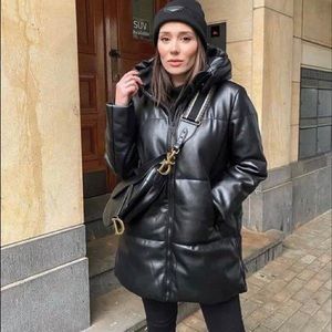 Zara faux leather puffer jacket